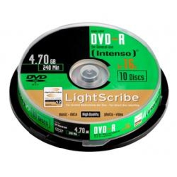 Диск DVD-R Intenso Cake Box 10шт (4.7GB, 16x, Lightscribe)