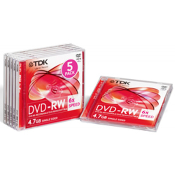 DVD-RW TDK Jewel Case 5шт (4.7GB, 6x)