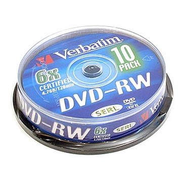 DVD-RW Verbatim Cake Box 10шт (4.7GB, 6x, 43585)