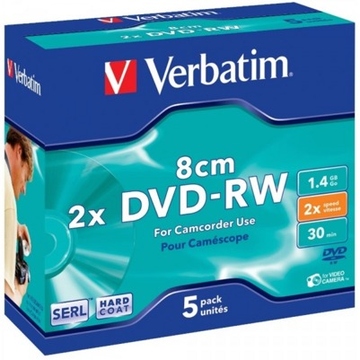 Диск DVD-RW Verbatim Jewel Case 5шт (4.7GB, 2x, Datalife+, Silver)