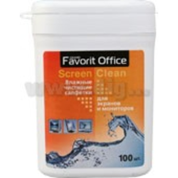 Влажные салфетки Favorit Office "Screen Clean" (для экранов и мониторов, туба 100шт)