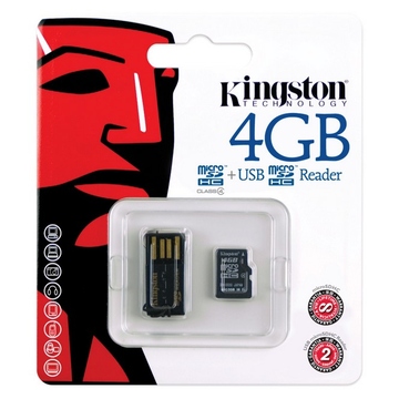 Card reader Kingston Black (на MicroSD + карта памяти MicroSD 4GB Класс 4)