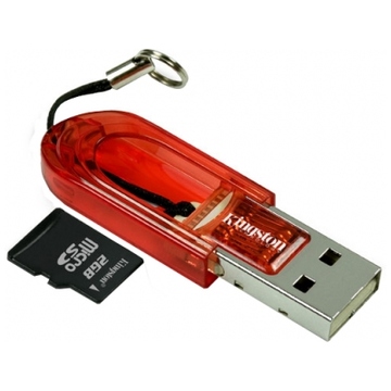 Card reader Kingston Red (на MicroSD + карта памяти MicroSD 2GB)