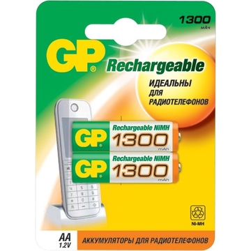 Аккумулятор GP 130AAHC-BC2 (никель-металлгидридный, LR6 (АА), 2 шт., в блистере, 2/20/200, срок хранения 7 лет)