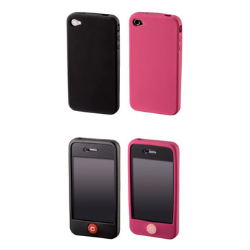 Футляр Hama Skin Black Pink (для iPhone 4, силикон, набор 2шт, H-107124)