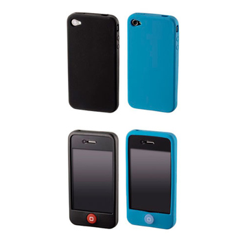 Футляр Hama Skin Black Blue (для iPhone 4, силикон, набор 2шт, H-107127)