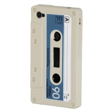 Футляр Hama Tape Grey (для iPhone4, силикон, на внешней стороне рисунок в виде аудиокассеты, H-108523)