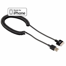 Кабель Hama Coiled Black (для зарядки/синхронизации iPad/iPhone/iPod, 0.45м, витой кабель, H-109234)