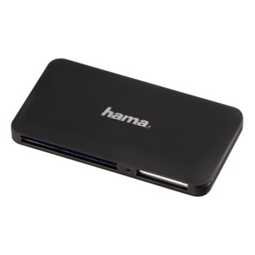 Ридер USB3.0 Hama Slim Black (USB3.0, прорезиненный, для всех стандартов карт памяти, кроме xD, H-114843)
