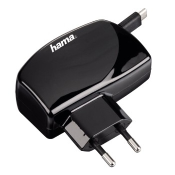 Зарядное устройство Hama Business Black (сетевое, универсальное, microUSB, 100-240V/1A, вытяжной кабель, H-115908)