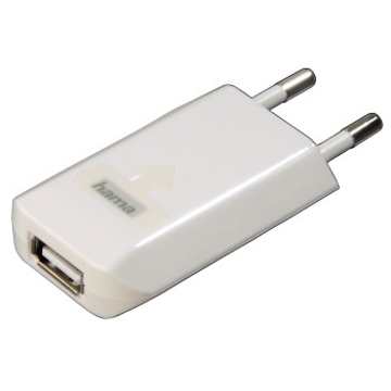 Зарядное устройство Hama H-14123 White (для iPhone/iPod, USB, сетевое 220V/1A, H-14123)