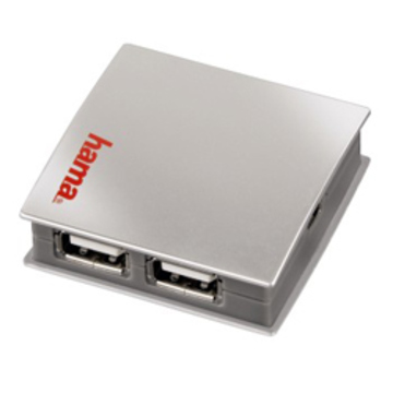 USB-хаб Hama Black Silver (на 4 гнезда, питание от сети, 480 Мбит/сек, H-39831)