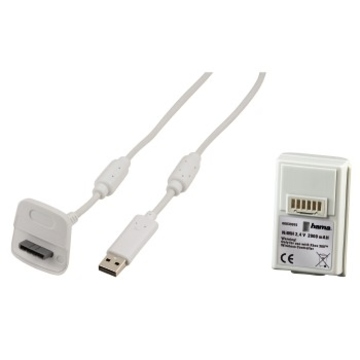Зарядное устройство Hama H-39922 White (для контроллера Xbox 360, USB кабель (3м) + акк.батарея 1900mAh)
