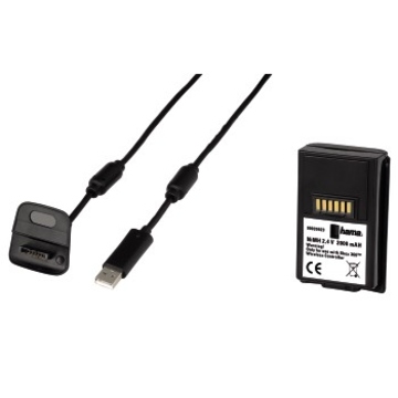 Зарядное устройство Hama H-39923 Black (для контроллера Xbox 360, USB кабель (3м) + акк.батарея 1900mAh)