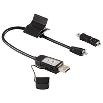Подсветка Hama Black (для электронных книг на зажиме, 2-в-1, можно использовать как USB-кабель, адаптер microUSB- miniUSB, 30 см)
