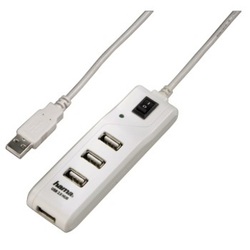 USB-хаб Hama White (на 4 гнезда, энергосберегающий, пассивный, H-54591)