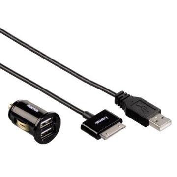 АЗУ Hama Dual Piccolino Black (для iPhone/iPod, USB кабель в компл., 1.5м, 2хUSB, 5V/2A, H-80817)