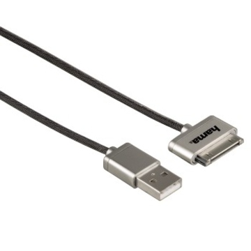 Кабель Hama Aluline Grey Black (для зарядки/синхронизации iPad/iPod/iPhone, USB 2.0, 0.5 м, H-80850)
