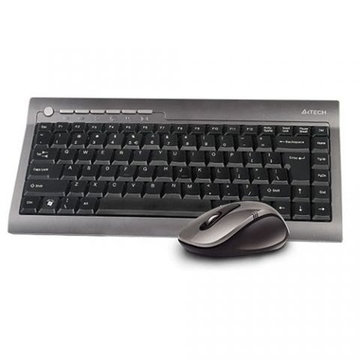 Комплект (клавиатура, мышь) A4 GLS-6630 Grey (беспроводной, USB2.0, 15м, мышь оптическая, 800-1600dpi, 81156)