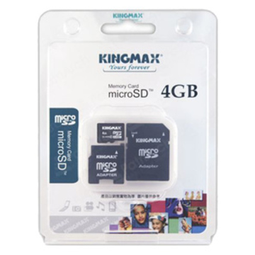  MicroSDHC 04Гб Kingmax Класс 4 (2 адаптера)