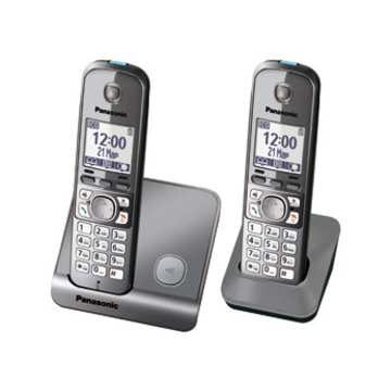 Panasonic KX-TG6712RUM Metallic Grey (голосовой АОН, Caller ID, спикерфон, радионяня, 2 трубки)