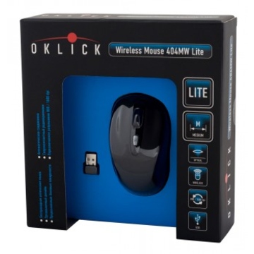 Компьютерная мышь Oklick 404MW USB (Оптическая, Black, Wireless, 1600dpi)