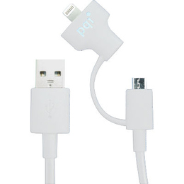 Кабель PQI i-Cable Du-Plug 15 White (USB-microUSB/Lightning, 15см.)