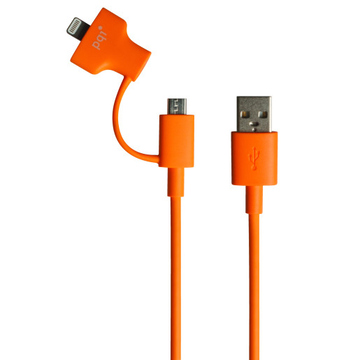 Кабель PQI i-Cable Du-Plug 90 Orange (USB-microUSB/Lightning, 90см.)