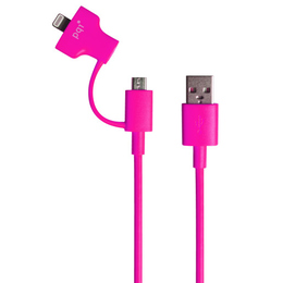 Кабель PQI i-Cable Du-Plug 90 Pink (USB-microUSB/Lightning, 90см.)