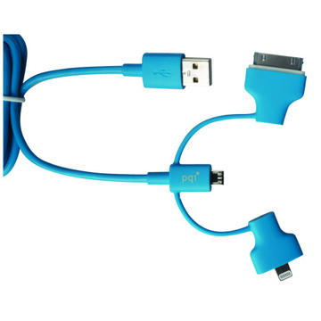 Кабель PQI i-Cable Multi-Plug Blue (USB-microUSB/Lightning/30pin, 90см.)