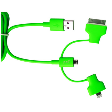 Кабель PQI i-Cable Multi-Plug Green (USB-microUSB/Lightning/30pin, 90см.)