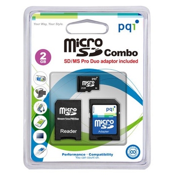  MicroSD 02Гб PQI (2 адаптера)