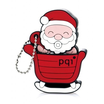 Оригинальная подарочная флешка PQI U827 4GB Red (X-mas Santa на санках)