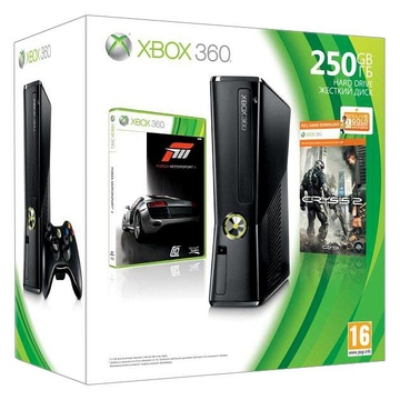 Игровая приставка Microsoft Xbox 360 (R9G-00076, 250GB, игра Crisys 2, игра Forza 3, подписка Live Gold на 3 мес.)