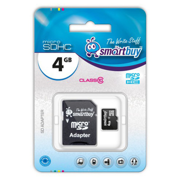  MicroSDHC 04Гб Smartbuy Класс 10 (адаптер)