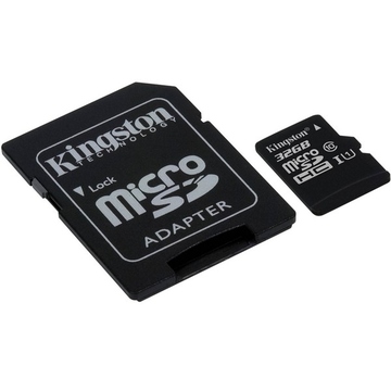 MicroSDHC 32Гб Kingston Класс 10 UHS-I 45MB/s (адаптер)