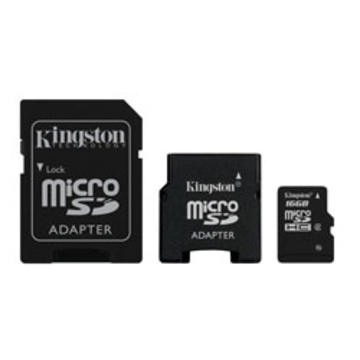  MicroSDHC 16Гб Kingston Класс 2 (2 адаптера)