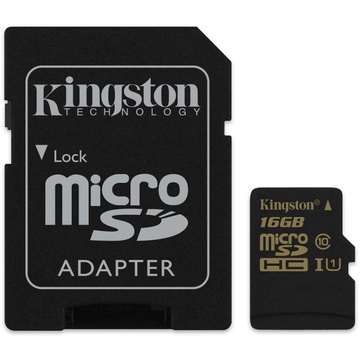  MicroSDHC 16Гб Kingston Класс 10 UHS-I U1 (адаптер)