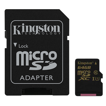  MicroSDXC 64Гб Kingston Класс 10 UHS-I U1 (адаптер)
