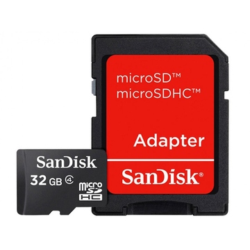  MicroSDHC 32Гб Sandisk Класс 4 (адаптер)