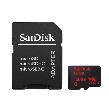 MicroSDXC 128Гб Sandisk Класс 10 UHS-I Ultra (адаптер)
