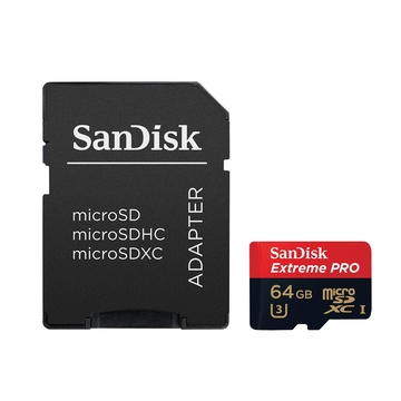  MicroSDXC 64Гб Sandisk Класс 10 UHS-I Extreme Pro (адаптер)