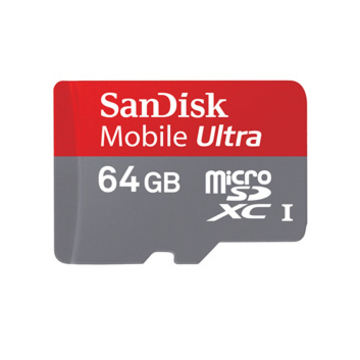 MicroSDXC 64Гб Sandisk (Mobile Ultra, 200x, адаптер)