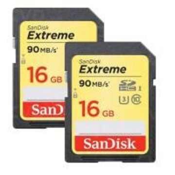  SDHC 16Гб Sandisk Класс 10 UHS-I U3 Extreme 90Mb/s (2 штуки)