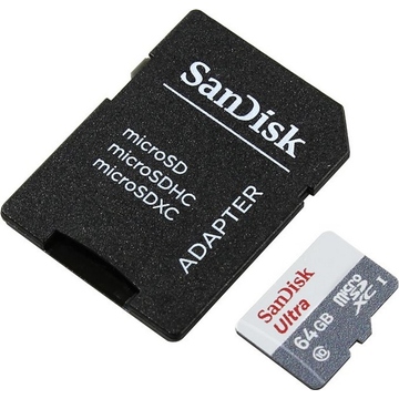  MicroSDXC 64Гб Sandisk Ultra Android 80MB/s (адаптер)
