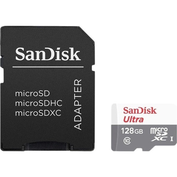  MicroSDXC 128Гб Sandisk Ultra Android 80MB/s (адаптер)