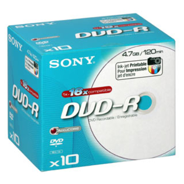 Диск DVD-R Sony Jewel Case 10шт (4.7GB, 16x, Printable)