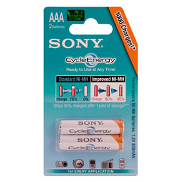 Аккумулятор Sony cycle energy BLUE NHAAAB2K (800 мAч, HR03 (AAA), 1.2 В, 2 шт., в блистере, 20/120/11520)