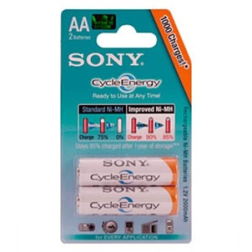 Аккумулятор Sony cycle energy BLUE NHAAB2R (1000 мAч, HR6 (AA), 1.2 В, 2 шт., в блистере, 20/120/15120)