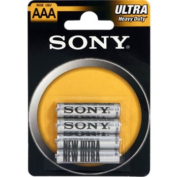 Батарейка Sony New Ultra R03NUB4A (солевая, R03 (AAA), 1.5 В, 4 шт., в блистере, 48/192/39360, срок хранения 3 года)